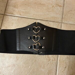 Women’s Large Black Heart Waist Corset Snap On